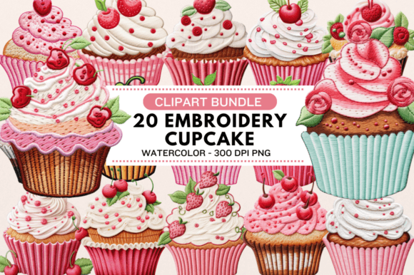 Embroidery Cupcake Clipart Bundle Review