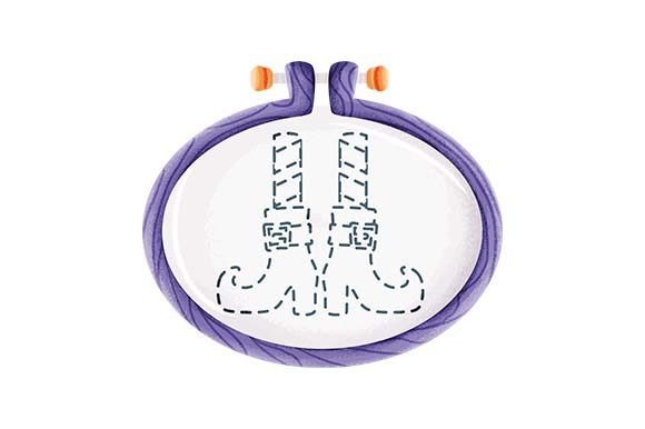 Evaluating Embroidery Hoop with Halloween Witch Legs