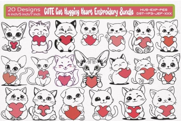 Review: Cute Cat Hugging Heart Embroidery Bundle