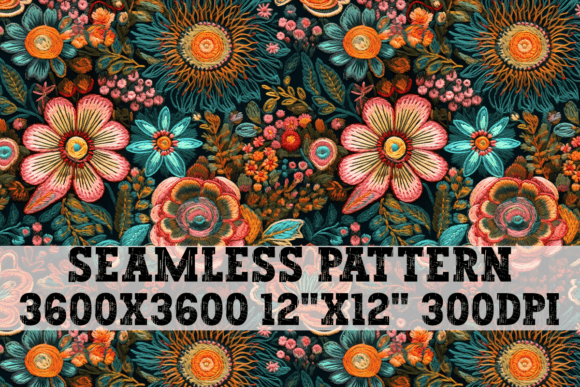 Reviewing Floral Embroidery Scene Seamless Pattern