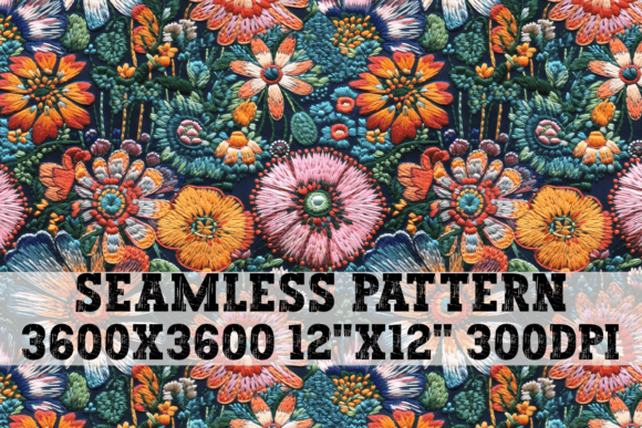 Reviewing Flower Embroidery Scene Seamless Pattern